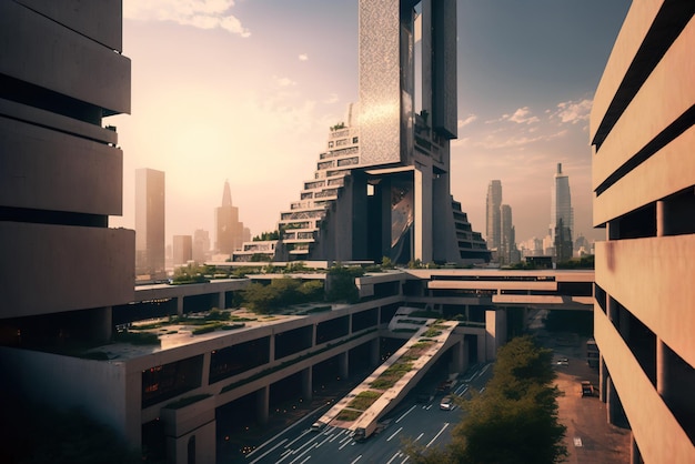 Architectural view of a futuristic city