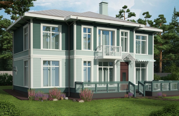 Architectural visualization,elements, suburban real estate, cozy houses, brick houses