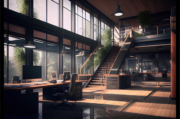 Architectural visualization of an office