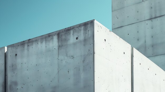 Photo architectural wall of concrete behind it a blue sky generative ai