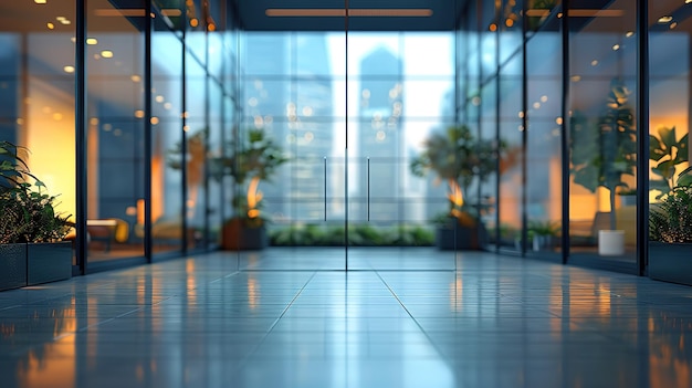 architecture business modern office empty corridor blurred office interior room