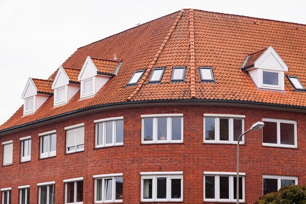 Architecture of Cuxhaven city Germany European houses with red tiles