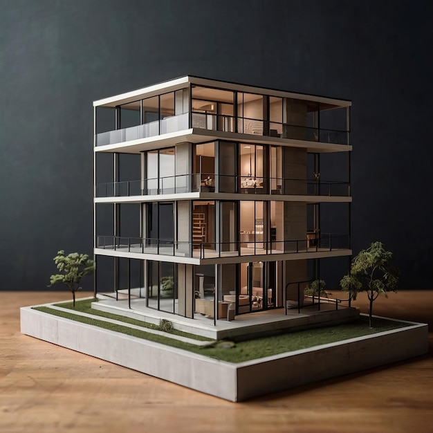 Architecture house design with scale model for presentation