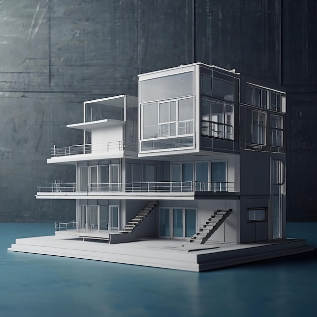 Architecture house design with scale model for presentation