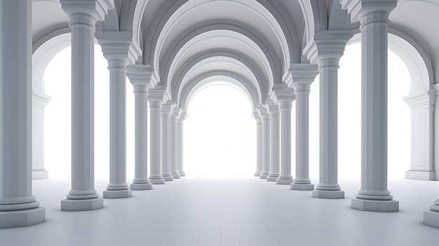 Architecture interior background blank room with columns Abstract architecture arched interior