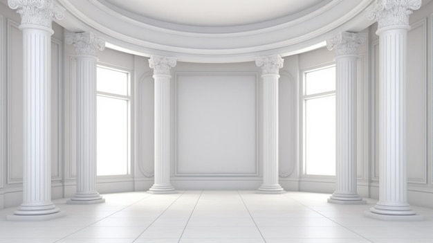 Architecture interior background blank room with columns