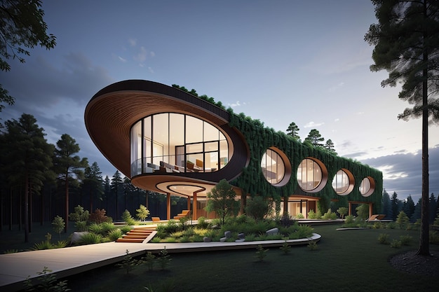 architecture and nature merge in modern designnight forest