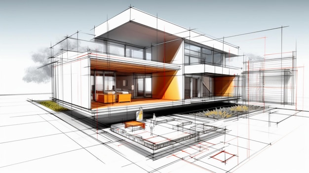 architecture project showing different design phases