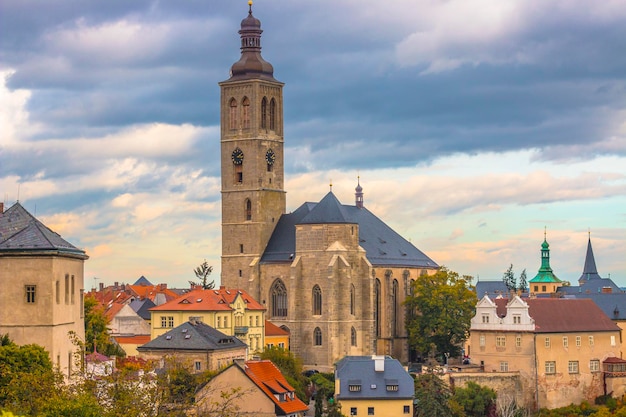 Architecture and traffic in Kutna Hora , Czech Republic. Sedlec Ossuary Czech: Kostnice v Sedlci .