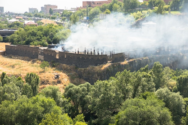 Architecture with smoke