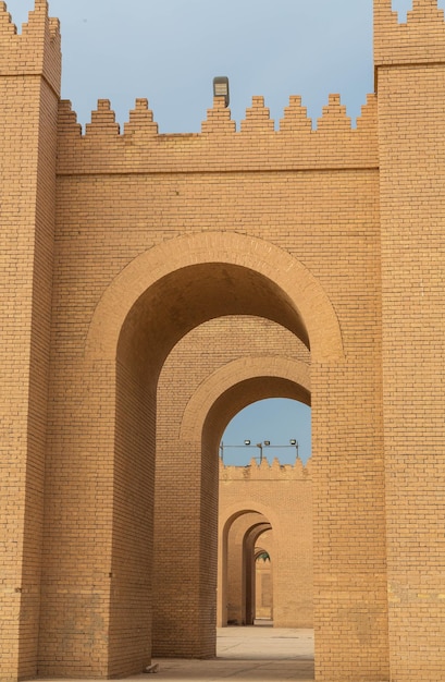 Archs in Babylon great walls restored by Saddam Houssein. Babylon, Iraq