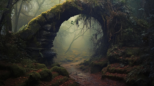 archway in an enchanted fairy forest landscape