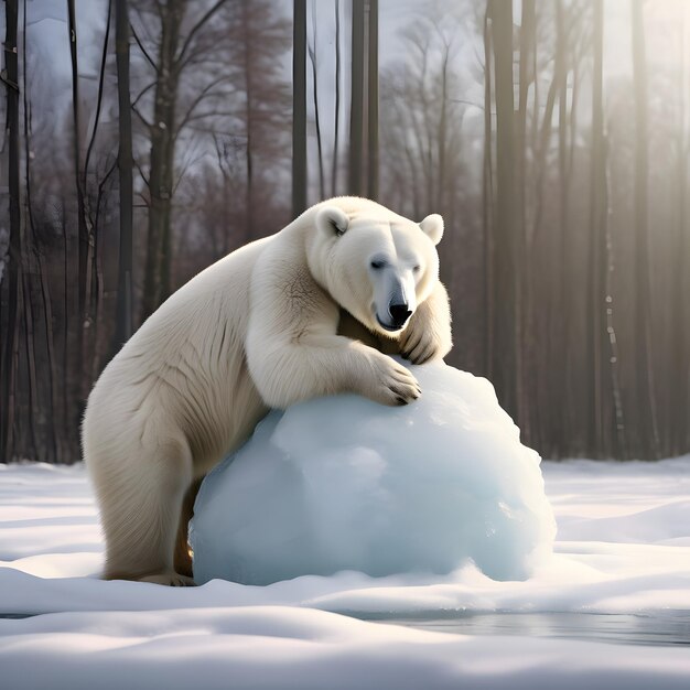 Arctic bears with melting snow