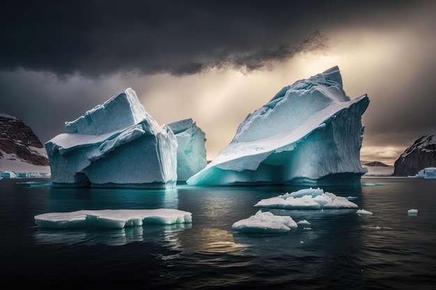 Arctic beauty icebergs on display AI generated