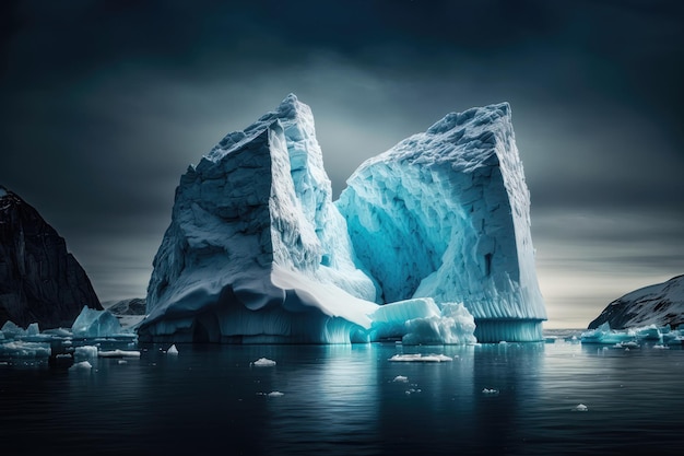 Arctic beauty icebergs on display AI generated