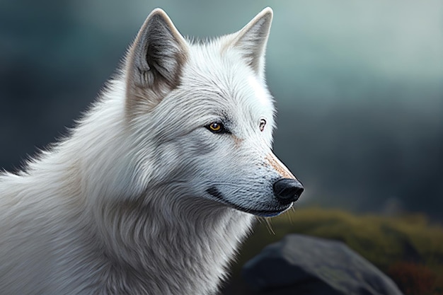 Arctic Wolf Canis lupus arctoaka Polar Wolf or White Wolf Generative AI