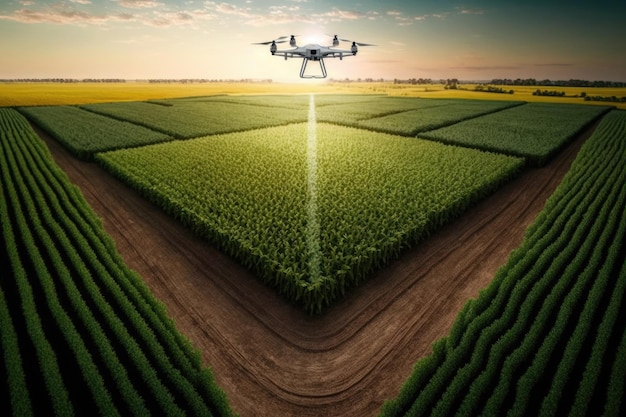 Area for growing crops observed from drone and agronomist created with generative ai