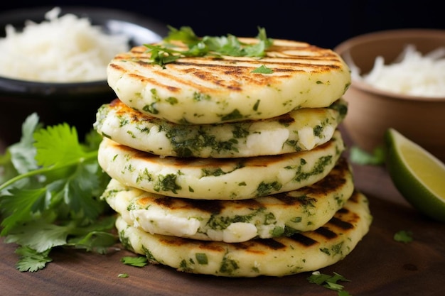 Arepas with Fresh Cilantro and Lime yummy delicious Arepas food image photography