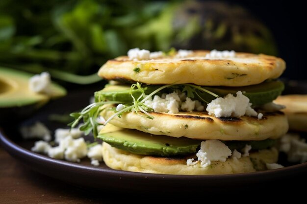 Arepas with Queso Fresco and Avocado yummy delicious Arepas food image photography