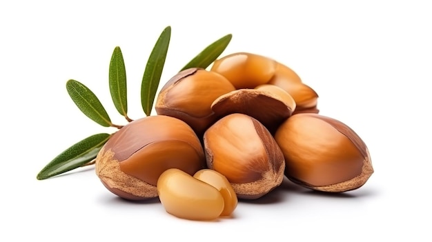 Argan seeds isolated on a white background Generative Ai