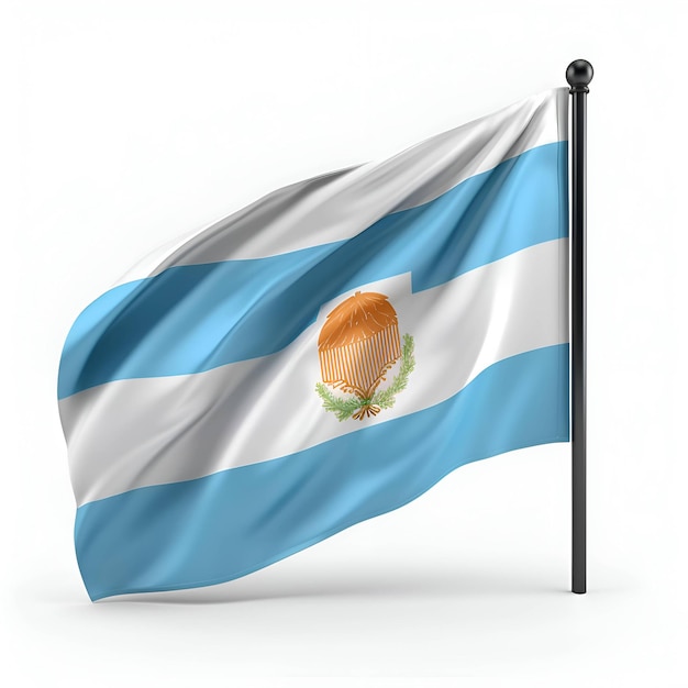 Argentina flag on white isolated background 3D rendering