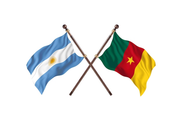 Argentina versus Cameroon Two Countries Flags Background