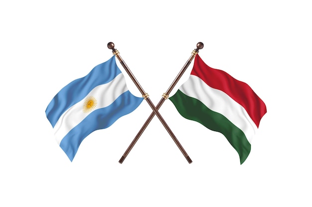 Argentina versus Hungary Two Countries Flags Background