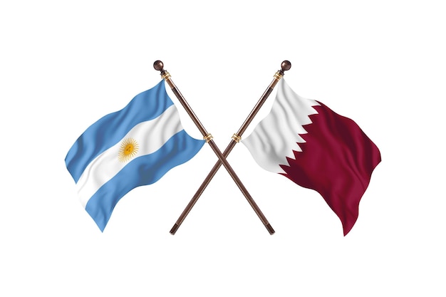 Argentina versus Qatar Two Countries Flags Background