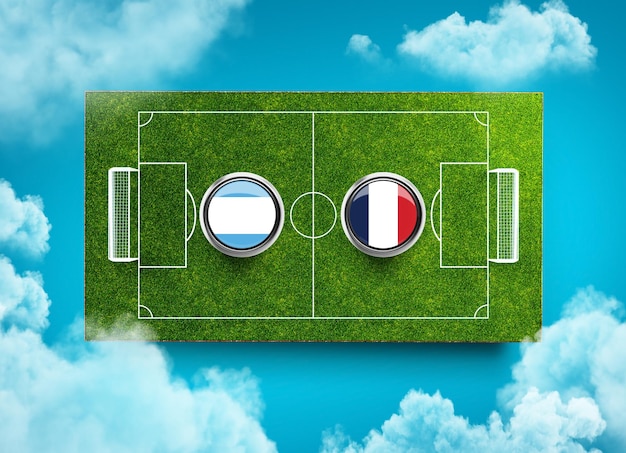 Argentina vs France Versus screen banner Soccer concept football field stadium 3d illustration