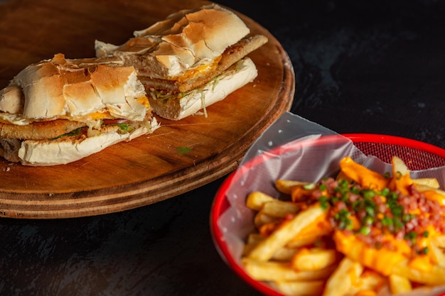 Argentine sandwich with french fries milanesa lomito