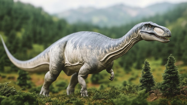 Argentinosaurus grazing among ancient conifers CGI dinosaurs colossal herbivore