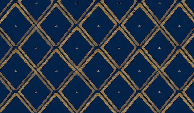 Argyle pattern Navy blue with thin golden dotted line Seamless background