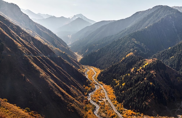 Arial panorama of mountain valley