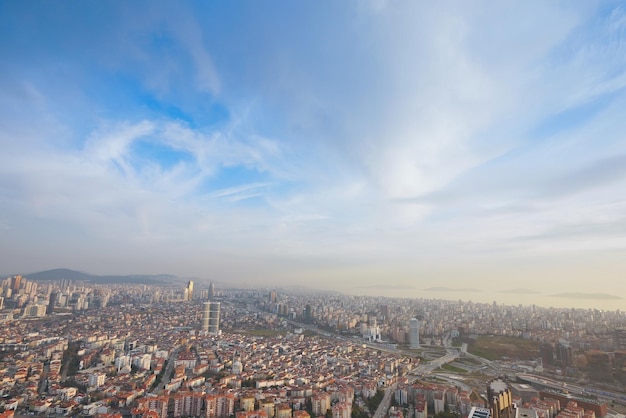 Arial View of Istanbul Asian Side Urban building blocks