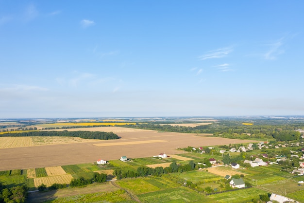 Arial view over small village