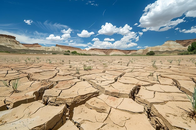 Arid desert landscape with cracked soil