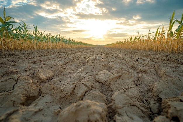 Arid Landscape Devastated by Climate Crisis Drought Impacts on Agricultural Field