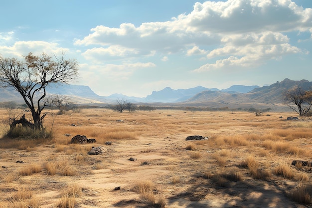 Arid Landscape with Mountains in the Distance