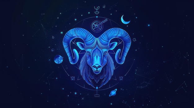 Photo aries zodiac sign illustration