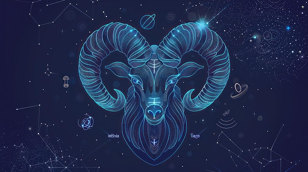 Photo aries zodiac sign illustration