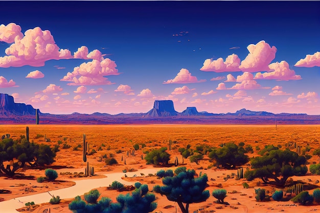 Arizona cartoon landscape illustration