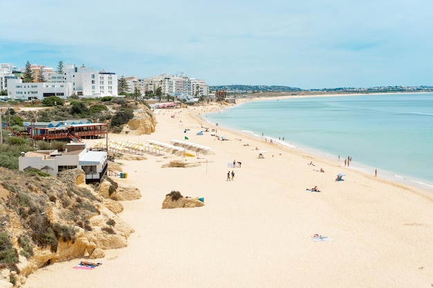 Armacao de Pera Algarve Portugal Beautiful view on Atlantic ocean at day time and city