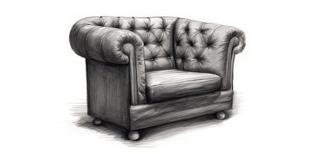 An armchair drawn in isolation on a white background