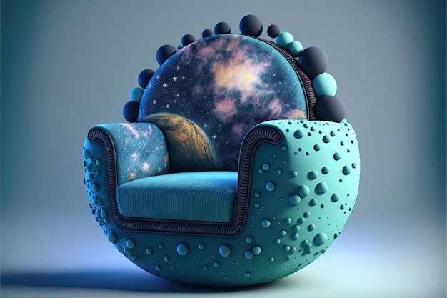 Armchair in outer space style with planets created with generative ai