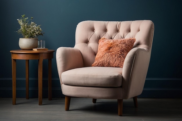 Armchair with a plush cushion