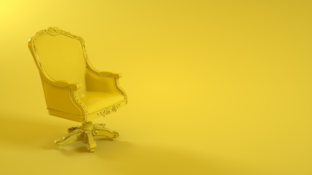 Armchair on yellow. 3d rendering.