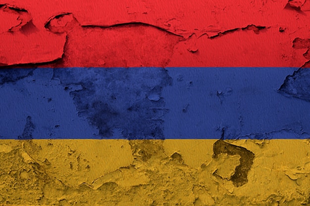 Armenia flag painted on grunge cracked wall