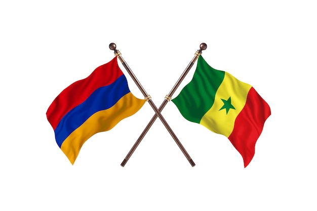 Armenia versus Senegal Two Countries Flags Background