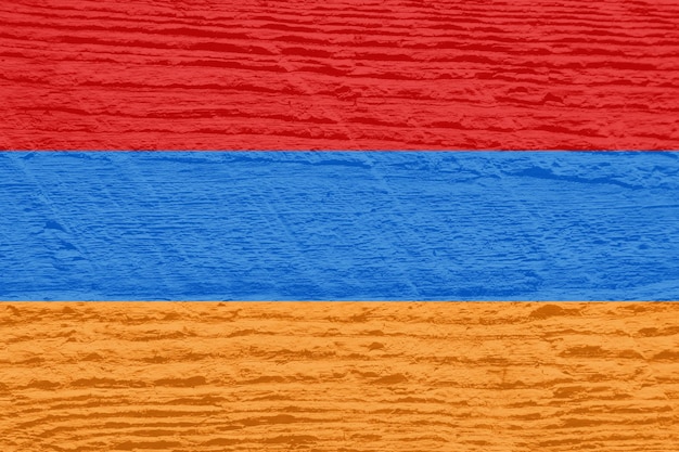 Armenian flag with wooden texture