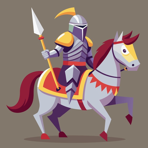 Armoured Medieval Knight Riding on a Horse